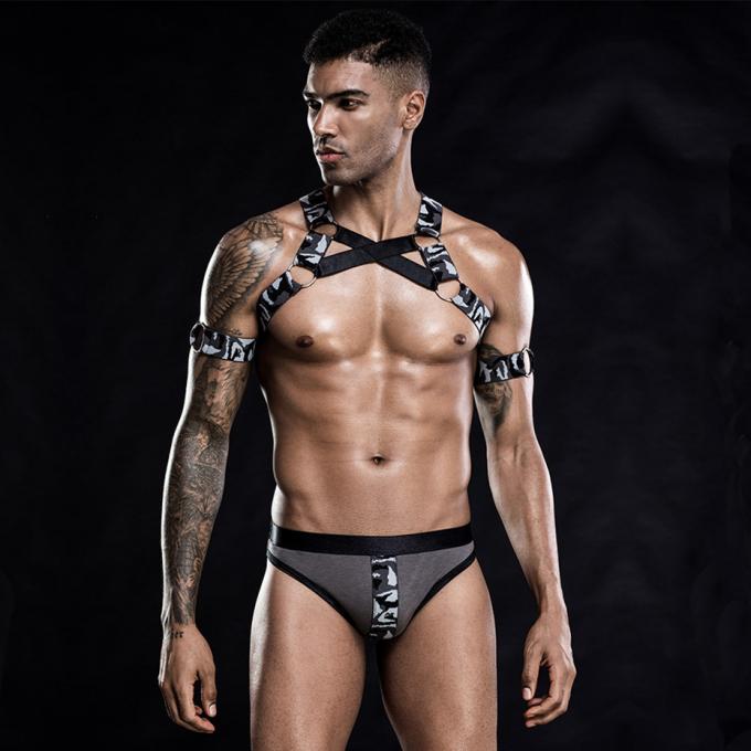 Προκλητικά Lingerie κομπινεζόν φανέλλων ατόμων ′ s καθορισμένα πιτζάματα παιχνιδιού ρόλου ζωνών λουριών φύλων