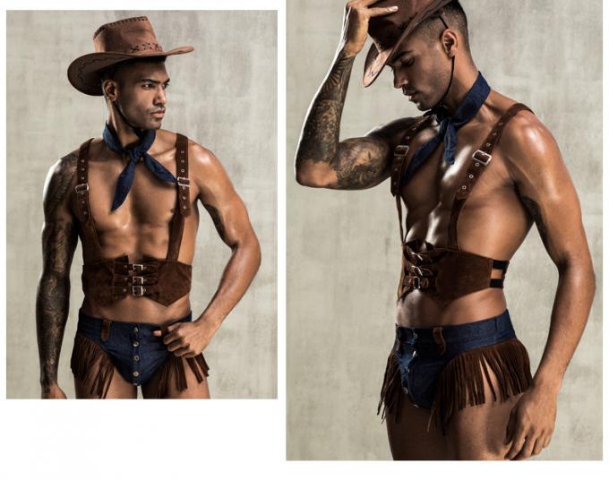 Lingerie ατόμων ′ s το προκλητικό προκλητικό άτομο Cosplay ύφους κάουμποϋ φανέλλων δυτικό φορά ένα εσώρουχο καπέλων