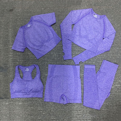 Ο νάυλον πολυεστέρας Spandex καλλιέργησε μακρύ Sportswear τοπ ένδυσης γυμναστικής Workout μανικιών ραβδωτό