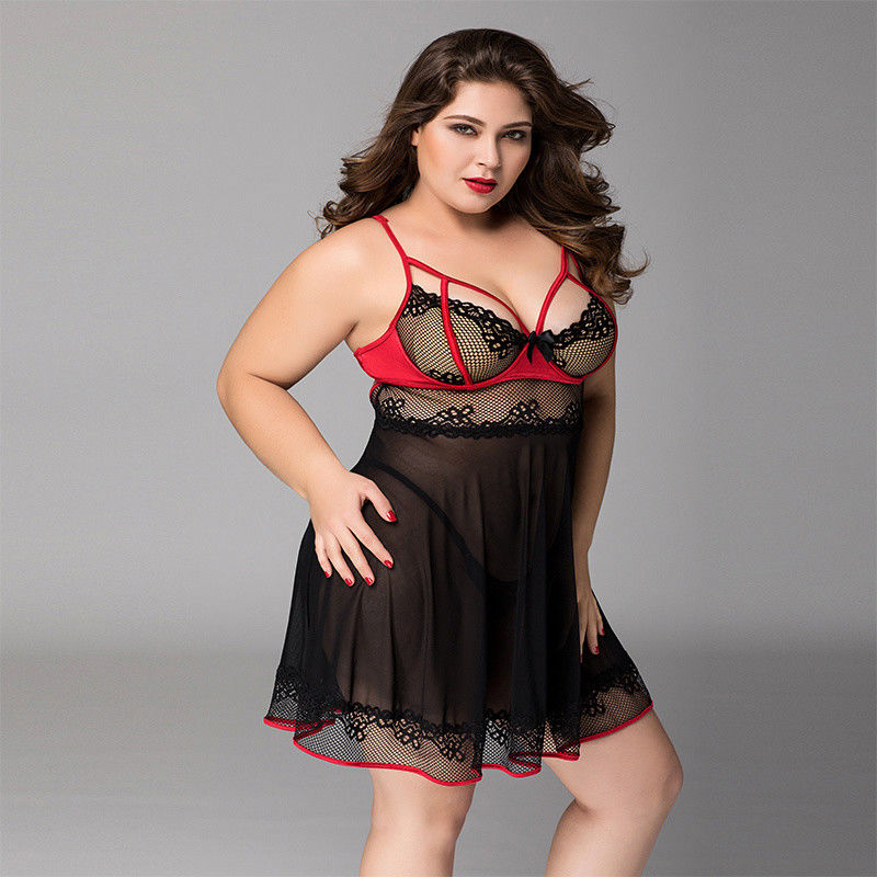 Floral συν Lingerie Babydoll των γυναικών γατών 3x συν την οικεία ενδυμασία μεγέθους