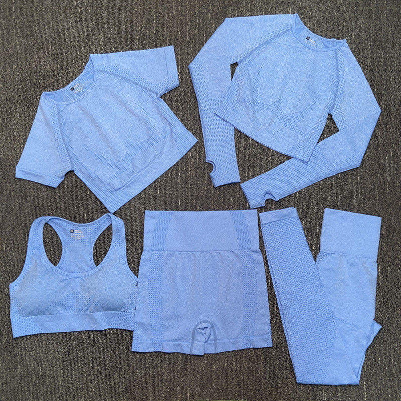 Ο νάυλον πολυεστέρας Spandex καλλιέργησε μακρύ Sportswear τοπ ένδυσης γυμναστικής Workout μανικιών ραβδωτό
