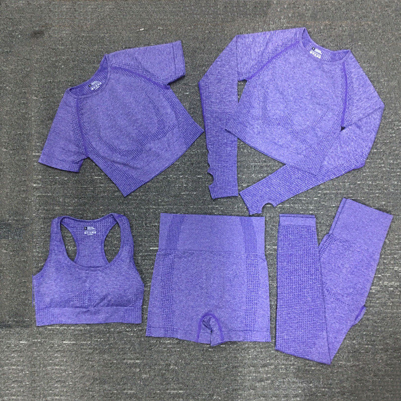 Ο νάυλον πολυεστέρας Spandex καλλιέργησε μακρύ Sportswear τοπ ένδυσης γυμναστικής Workout μανικιών ραβδωτό