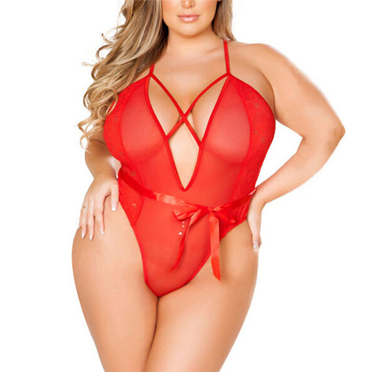 Lingerie συν των βαθιών Β Backless μεγέθους ερωτικών ενός κομματιού καθορισμένων γυναικών κομπινεζόν γυναικών συν προκλητικά Lingeries μεγέθους